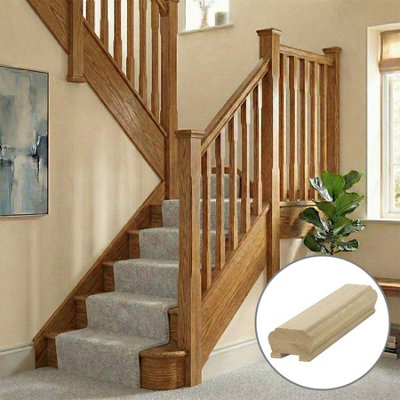 B&Q - Oak Handrail Newark 2.4M35mm Groove For Spindles Uk Manufactured 