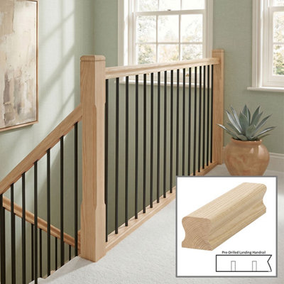 B&Q - Ash Handrail Thr 3.0M Landing Drilled For 14mm Metal Spindles Uk Manufactured 