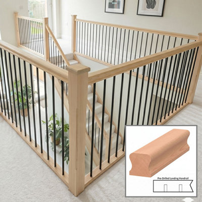 B&Q - Hemlock Handrail Thr 1.2M Landing Drilled For 14mm Metal Spindles Uk Manufactured 