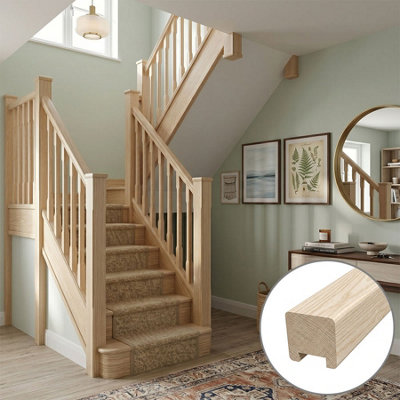 B&Q - Ash Handrail Square 3.6M41mm Groove For Stair Spindles Uk Manufactured 