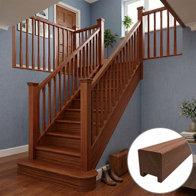 B&Q - Sapele Handrail Square 3.0M41mm Groove For Stair Spindles Uk Manufactured 