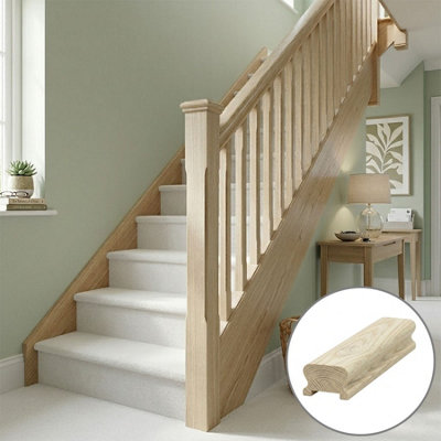 B&Q - Ash Handrail Lhr 3.0M41mm Groove For Spindles Uk Manufactured 
