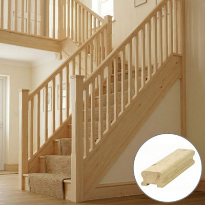 B&Q - Pine Handrail Lhr 3.6M32mm Groove For Spindles Uk Manufactured 