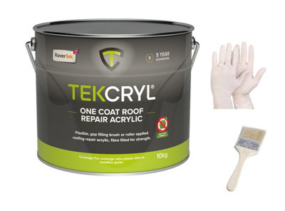 Tekcryl Acrylic Roofing Waterproofing Leak Roof Repair Fibre Reinforced10Kg  Grey Kit from B&Q
