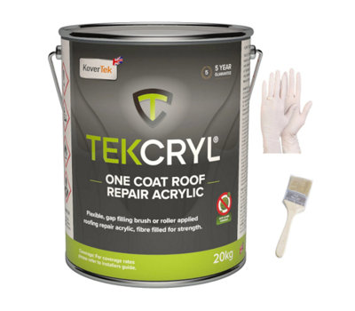 Tekcryl Acrylic Roofing Waterproofing Roof Repair Fibre Reinforced20Kg Black Kit from B&Q