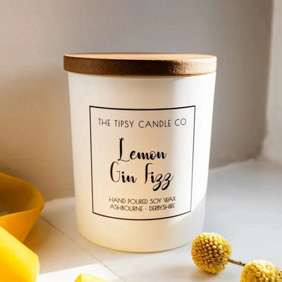  - Lemon Gin Fizz Scented CandleWhite Glass Jar 300Ml