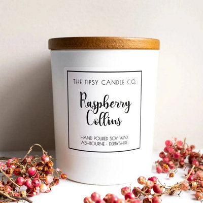  - Raspberry Collins Scented CandleWhite Glass Jar 300Ml