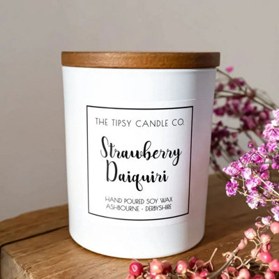  - Strawberry Daiquiri Scented CandleWhite Glass Jar 300Ml