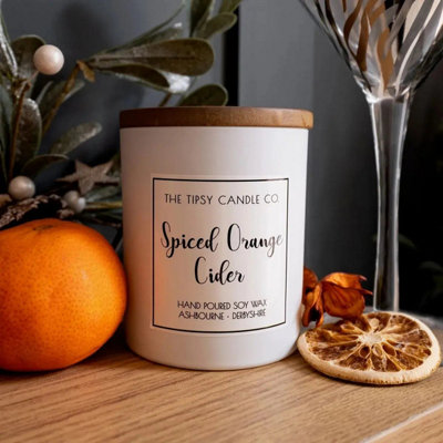  - Spiced Orange Cider Scented CandleWhite Glass Jar 300Ml