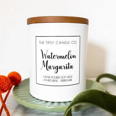  - Watermelon Margarita Scented CandleWhite Glass Jar 300Ml