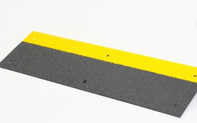 The Ramp People Anti-Slip Stair Treads With Nosing Black & Yellow Steel Grit Surface 900mm X 180mm X 55mm from B&Q