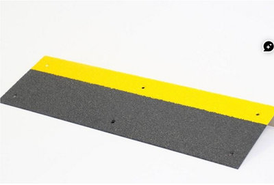 The Ramp People Anti-Slip Stair Treads With Nosing Black & Yellow Steel Grit Surface 600mm X 180mm X 55mm from B&Q