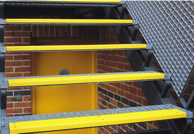 The Ramp People Anti-Slip Stair Tread Nosing Yellow 600mm X 80mm X 20mm Steel Grit Surface from B&Q