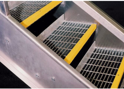 The Ramp People Anti Slip Stair Nosing Yellow 750mm X 55mm Steel Grit Surface Industrial Steps Staircases from B&Q