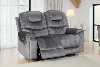 Chenille Fabric Grey 2 Seater Electric Recliner Sofa Ravenna from B&Q