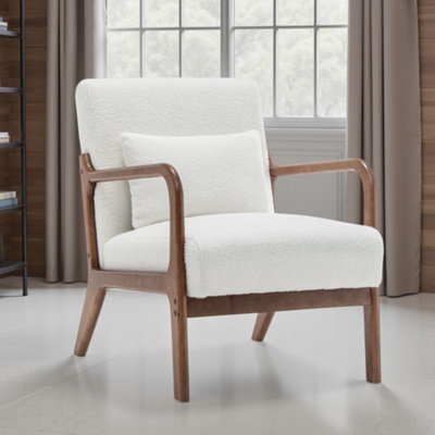 Teddy Boucle Fabric White Hertford Accent Chair from B&Q
