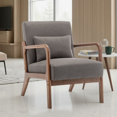 Fabric Linen Dark Grey Hertford Accent Chair from B&Q