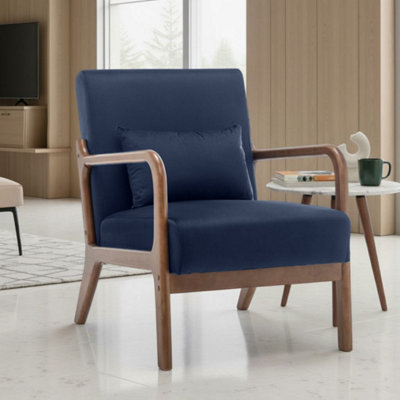 Velvet Navy Blue Hertford Accent Chair from B&Q