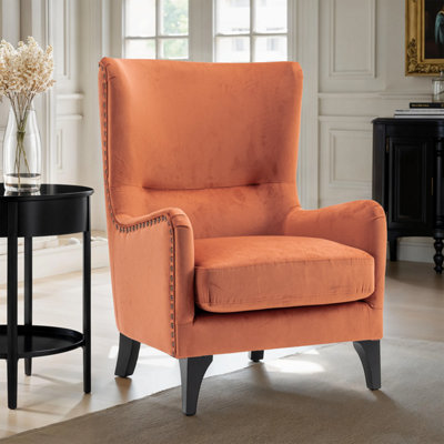 Velvet Orange Segovia Accent Wingback Chair from B&Q
