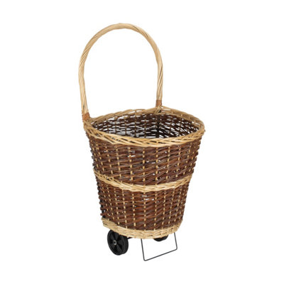 Red Hamper Wheeled Wicker Shopping Basket