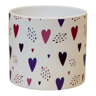 B&Q -  Love Heart Ceramic Plant Pot Large 13.8 X 12.5 Cm