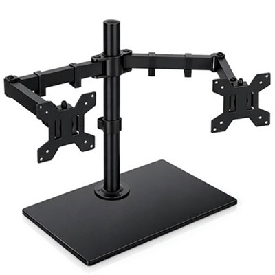 B&Q -  Dual Monitor Stand 13 To 32 Inch Height Adjustable Freestanding Base Supports 8Kg Per Arm