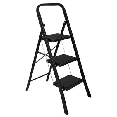 Futura 3 Step Heavy Duty Steel Folding Ladder Black - Black - Image 4