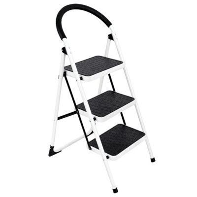Futura 3 Step Premium Heavy Duty Steel Folding Ladder Grey - Grey - Image 3