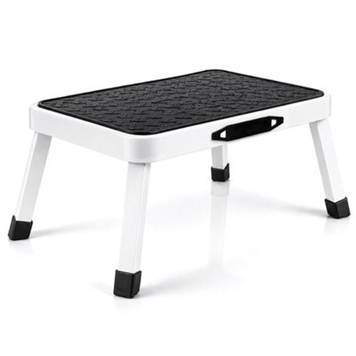 B&Q -  Folding Step Stool Premium WhiteHeavy-Duty Steel Folding Home Diy Step Stool Wide Non-Slip Step 150Kg Capacity