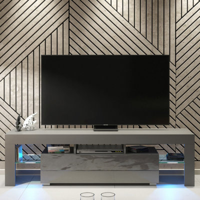 B&Q -  Aria Tv Unit 160CmDark Grey With Gloss Doors And Led Lights