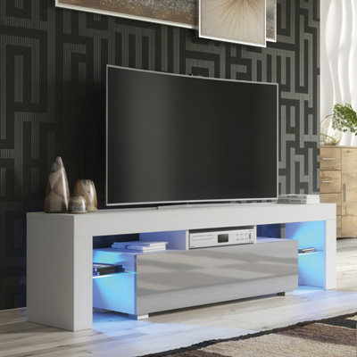 B&Q -  Aria Tv Unit 160CmWhite & Grey Gloss Doors And Led Lights