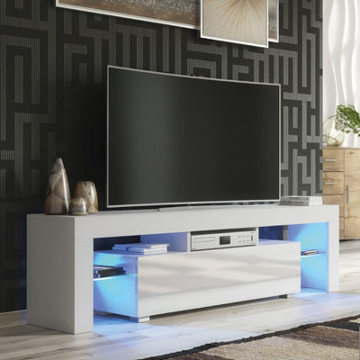 B&Q -  Aria Tv Unit 160CmWhite With Gloss Doors And Led Lights