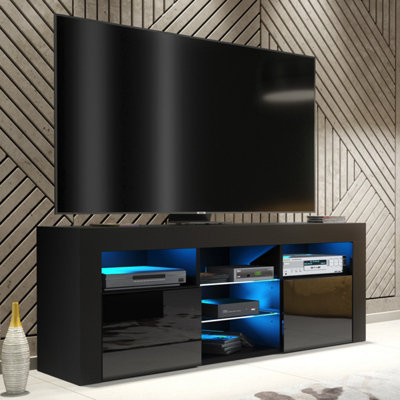 B&Q -  Pulse Tv Unit 145CmBlack With Gloss Doors And Led Lights