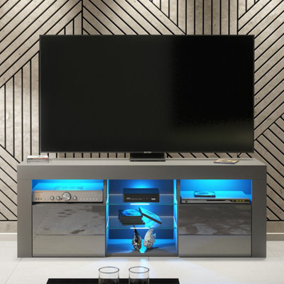 B&Q -  Pulse Tv Unit 145CmDark Grey With Gloss Doors And Led Lights