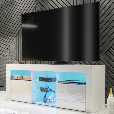 B&Q -  Pulse Tv Unit 145CmWhite With Gloss Doors And Led Lights