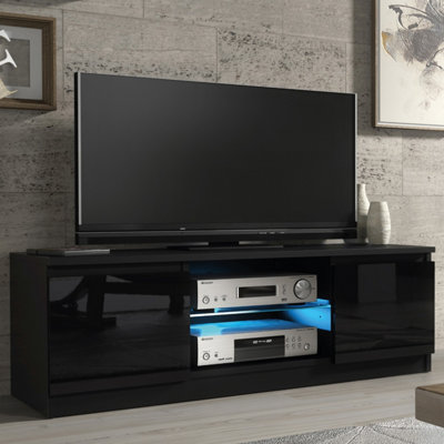 B&Q -  Aura Tv Unit 120CmBlack With Gloss Doors And Led Lights