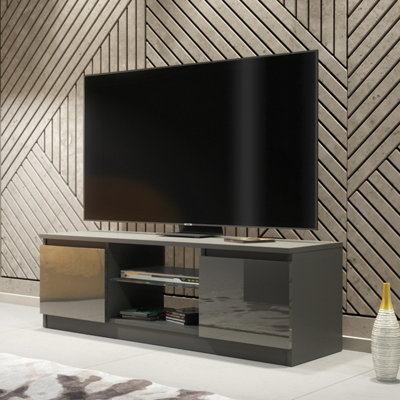 B&Q -  Aura Tv Unit 120CmDark Grey With Gloss Doors
