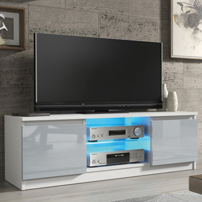 B&Q -  Aura Tv Unit 120CmWhite & Grey Gloss Doors And Led Lights