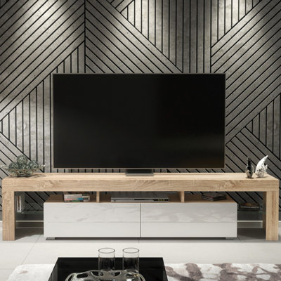 B&Q -  Nova Tv Unit 200CmOak & White Gloss Doors