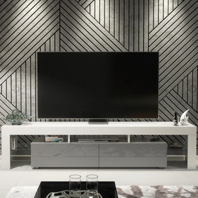 B&Q -  Nova Tv Unit 200CmWhite & Grey Gloss Doors