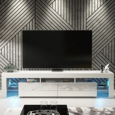 B&Q -  Nova Tv Unit 200CmWhite With Gloss Doors And Led Lights