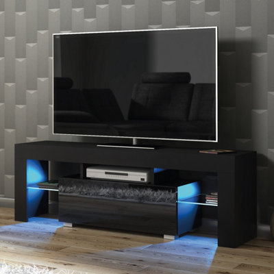 B&Q -  Floe Tv Unit 130CmBlack With Gloss Doors And Led Lights