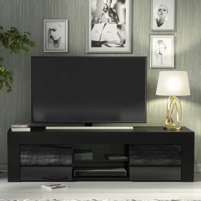 B&Q -  Loom Tv Unit 130CmBlack With Gloss Doors