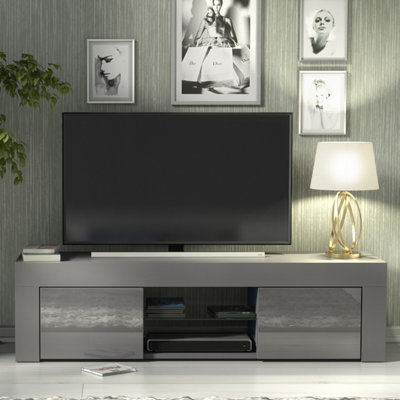 B&Q -  Loom Tv Unit 130CmDark Grey With Gloss Doors