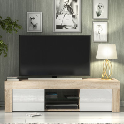 B&Q -  Loom Tv Unit 130CmOak & White Gloss Doors