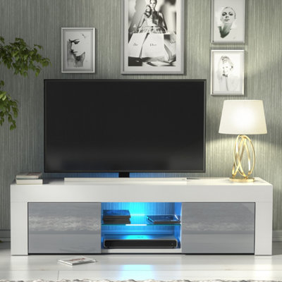 B&Q -  Loom Tv Unit 130CmWhite & Grey Gloss Doors