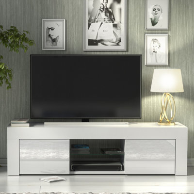 B&Q -  Loom Tv Unit 130CmWhite With Gloss Doors
