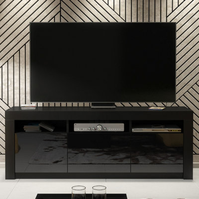B&Q -  Shine Tv Unit 160CmBlack With Gloss Doors