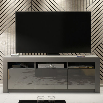 B&Q -  Shine Tv Unit 160CmDark Grey With Gloss Doors