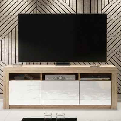 B&Q -  Shine Tv Unit 160CmOak & White Gloss Doors